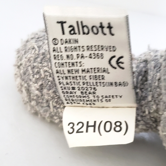 Dakin Terry Critters Talbott 8" Bear Gray Plush NWT - Picture 8 of 8